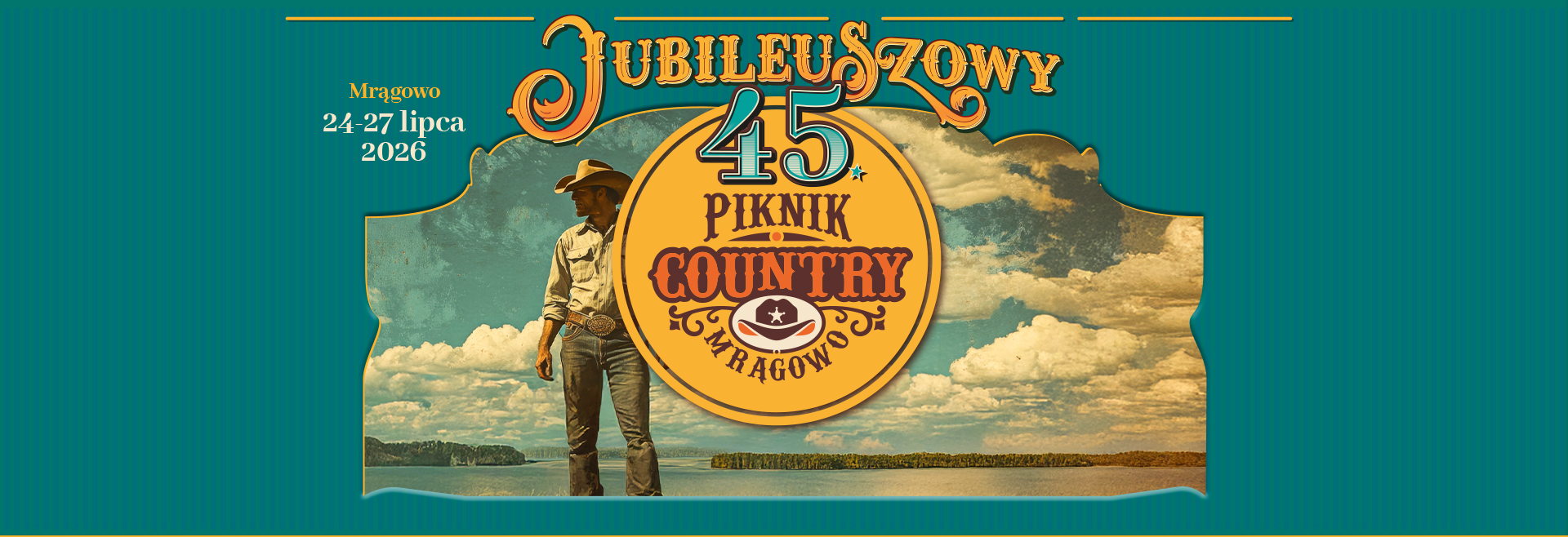 45. Piknik Country Mrągowo — jubileuszowa grafika z kowbojem